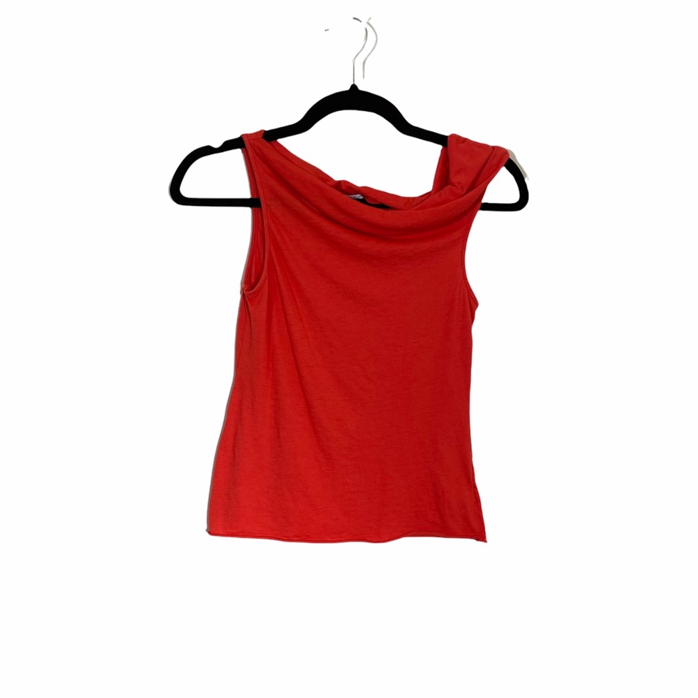 JAMES PERSE Red Twist Asymmetric Neck Tank Top